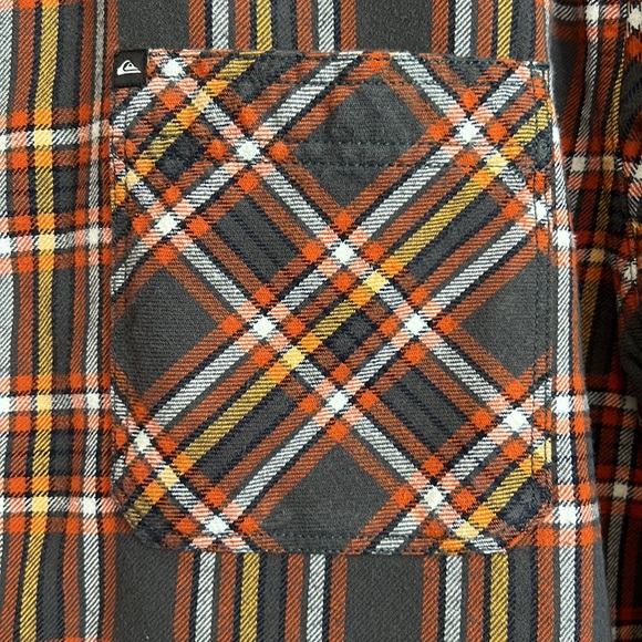 Quicksilver Flannel Orange and Grey Long Sleeve Buttoned Casual Shirt - Large - Picture 8 of 11